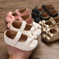 Baby Spring and Autumn Cute Bow Upper PU Soft Rubber Bottom Anti slip Princess Shoes Newborn Casual Walking Shoes 0-18M 1