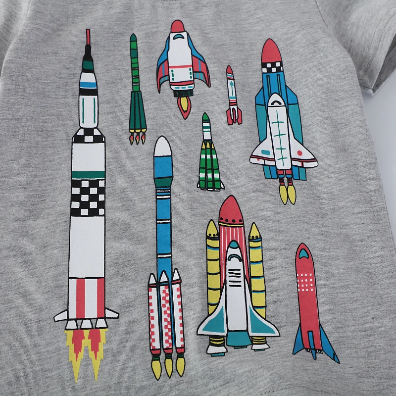Kids Clothes Children's Clothing 2025 Summer Baby Boys T Shirts Cartoon Rockets Cotton Tops Tees