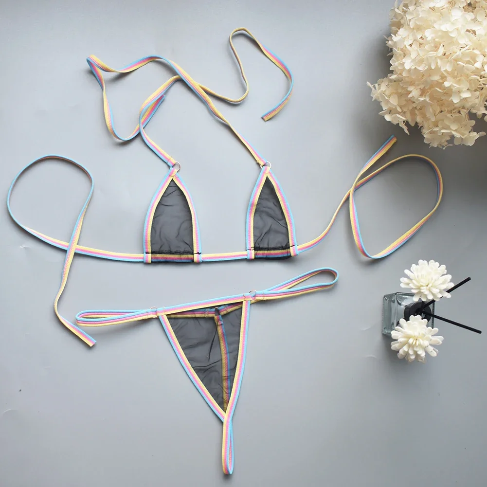 Bikini Womens Thongs Home Hotel Sleep Medium Strecth Mini Polyester Sexy Solid Color Spring String Summer Thin