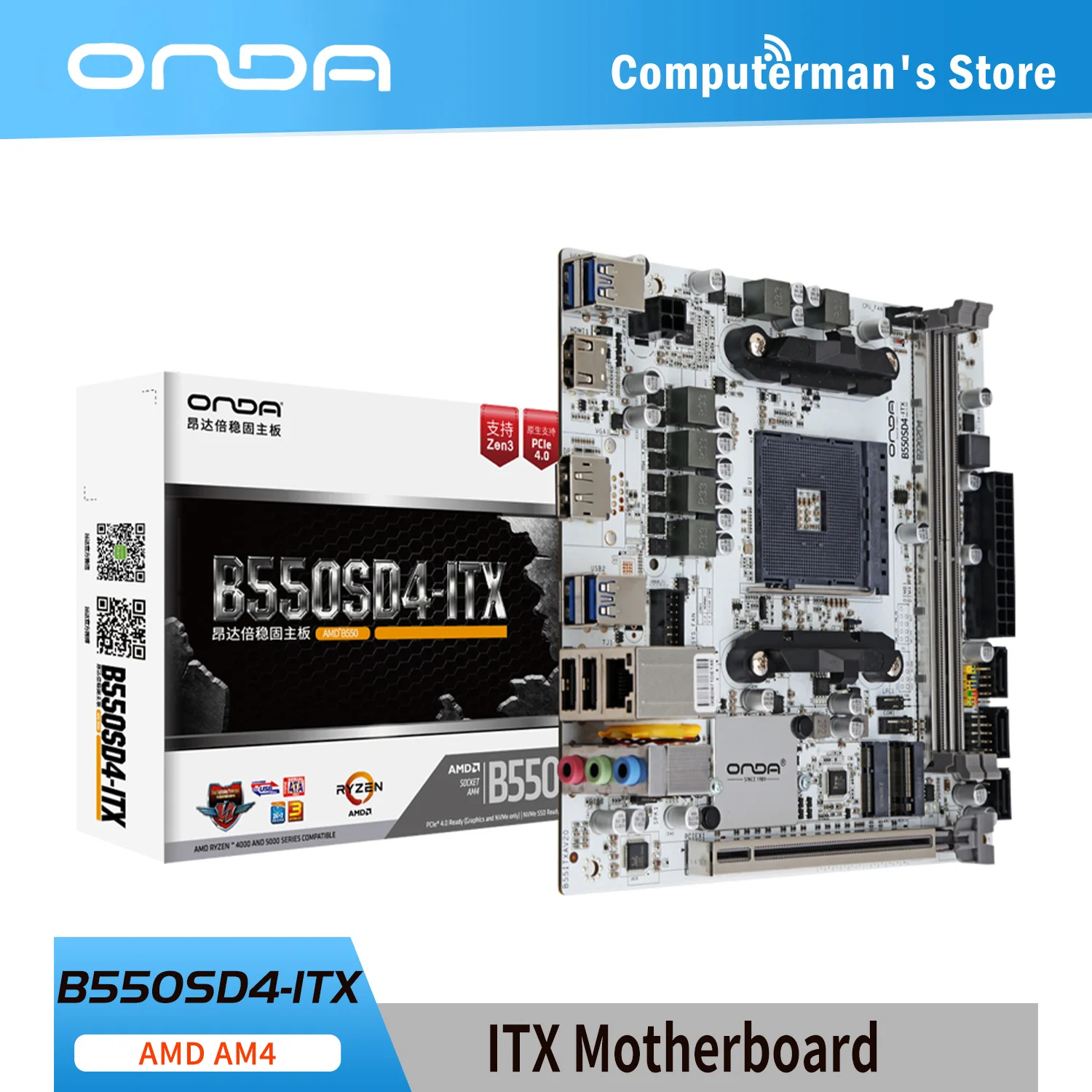 

ONDA B550 SD4 ITX Motherboard M-ATX AMD supports RYZEN R5 3600 4500 5500 5600 5600G DDR4 128G 3600MHz M.2 USB3.0 Socket AM4