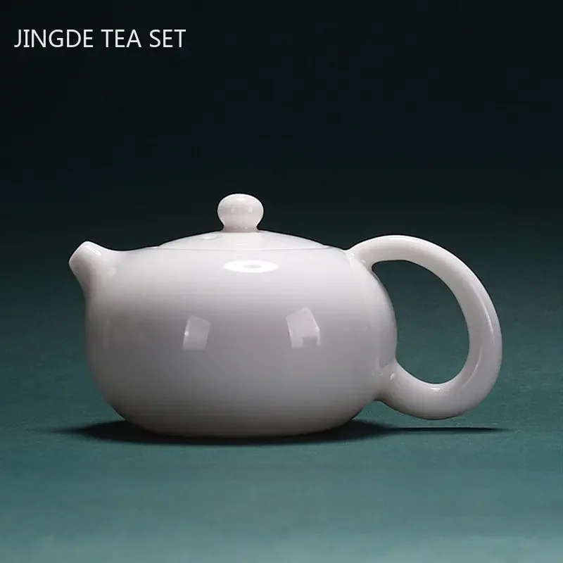 Chinese Dehua White Porcelain Teapot Household Kettle Handmade Ceramics Tea Set Tie Guanyin Puer Tea Maker Tea Ceremony Supplies