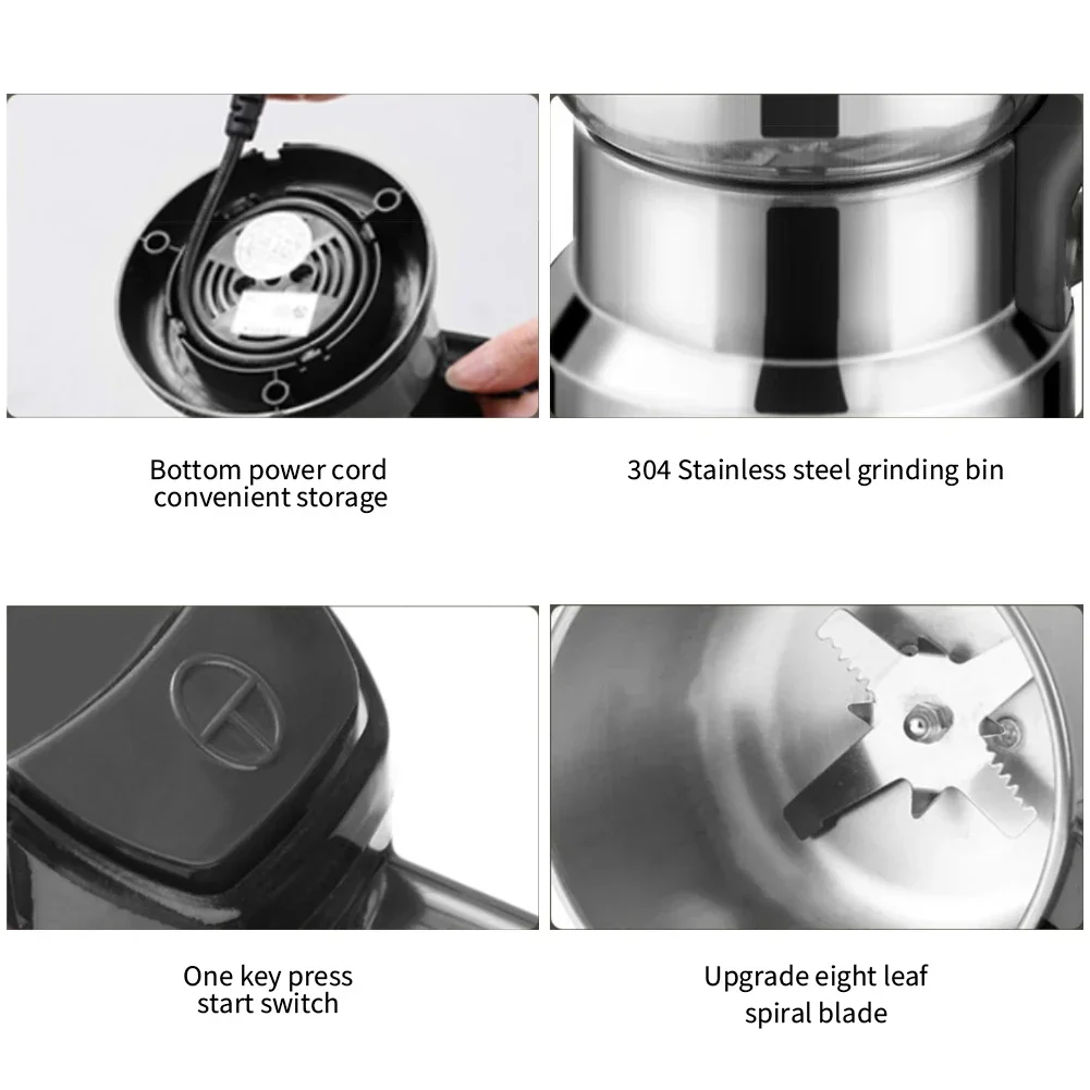 High Power Electric Coffee Grinder Kitchen Cereal Nuts Beans Spices Grains Grinder Machine Multifunctional Home Coffee Grinder 6