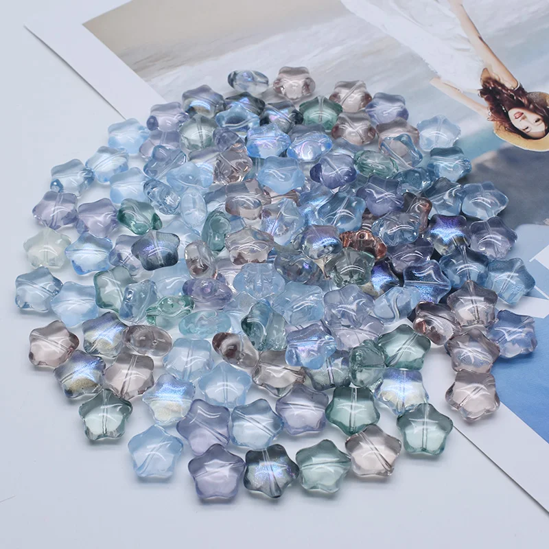 Colorful Five-Pointed Star Glass Beads - Set of 10