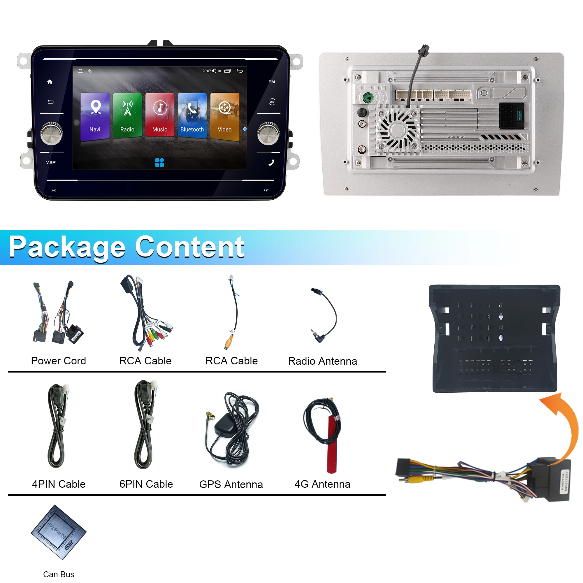 Car Radio for Volkswagen Passat Jetta Golf Seat Skoda, Android 12 Bluetooth Radi
