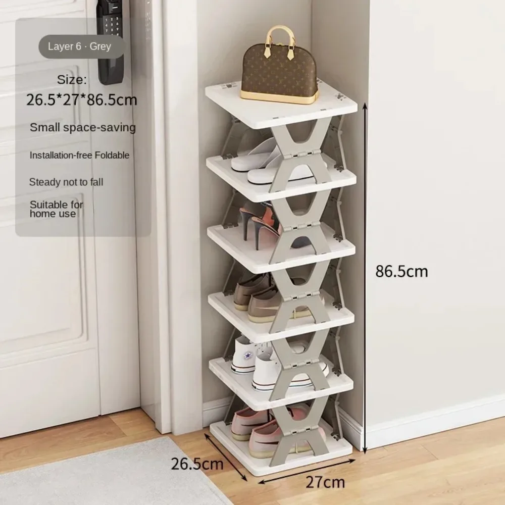 6 Tier Foldable Shoe Rack Collapsible Shoe Shelf For Entryway Tall Narrow Rack Foldable Dustproof Practical Organizer Racks