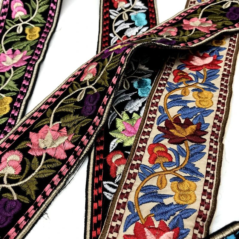 Lace Ribbon Lace Garment Accessories Lace Sewing Supplies Lace Sewing Accessories Lace Accessories 1 Yards Ethnic Embroidered Rose Lace Trim Jacquard Ribbon for Garment Accessories DIY Craft Making Flower Sewing Supplies