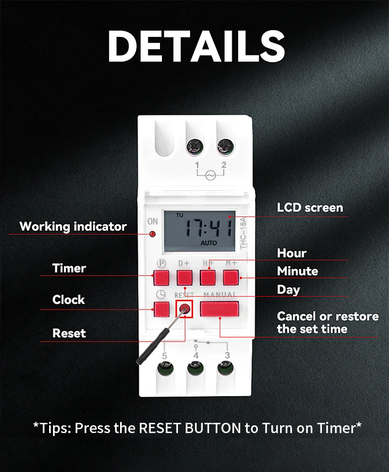 GEYA THC-30A 20A 16A Electric Digital Timer Switch Programmable AC DC 12V 24V 110V 220V 240V Electronic Timers