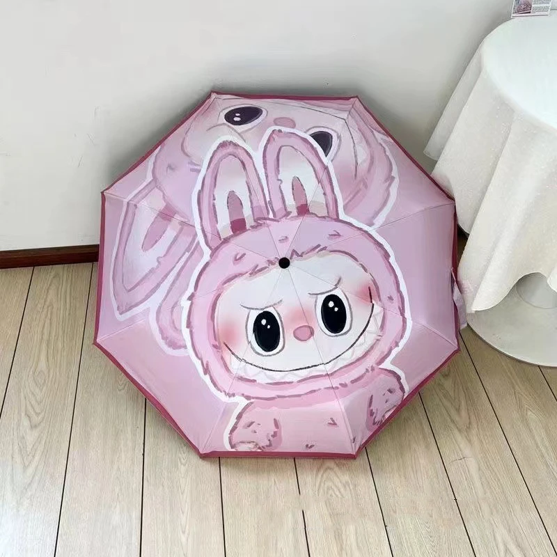 5 Styles Labubu Monster Anime Accessory Automatic Sunshade Umbrella Sunscreen Anti-Ultraviolet Folding Umbrella Rain