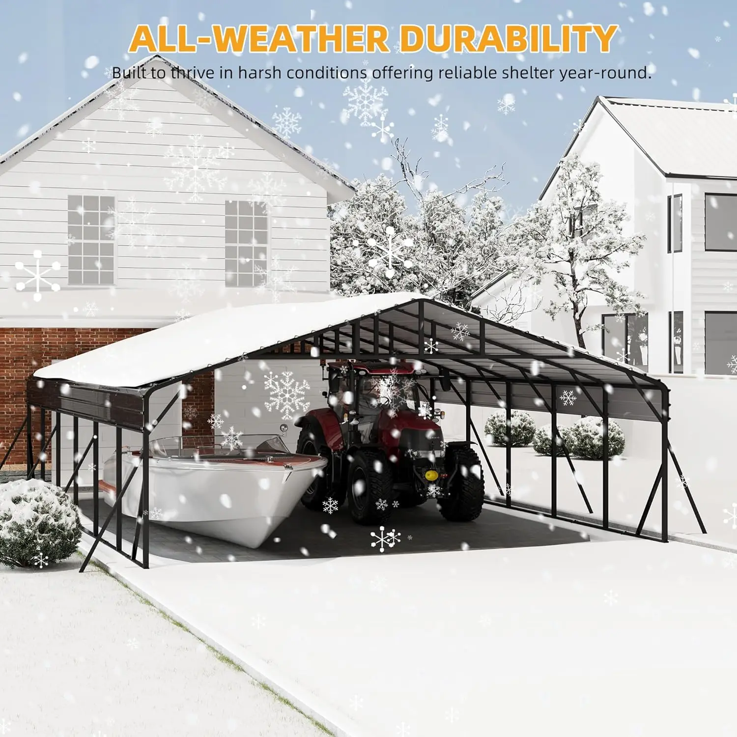 20 x 30 FT Metal Carport with Galvanized Steel Roof, Heavy Duty Metal Roof Carport with Enhanced Base, Tall MetalCarport Kits