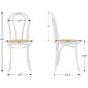 Vintage Dining Chairs Set of 2, Thonet Soild Wood Rattan Dining Room Chairs Armless French Country Kitchen Chairs for Wedding 2