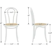 Vintage Dining Chairs Set of 2, Thonet Soild Wood Rattan Dining Room Chairs Armless French Country Kitchen Chairs for Wedding 2