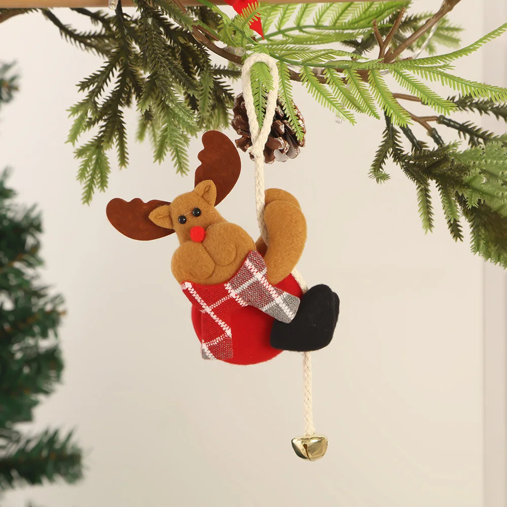 Christmas Tree Decorations Hanging Christmas Ornaments Santa Claus Snowman Elk Decorations Hanging Pendants with Christmas Bell