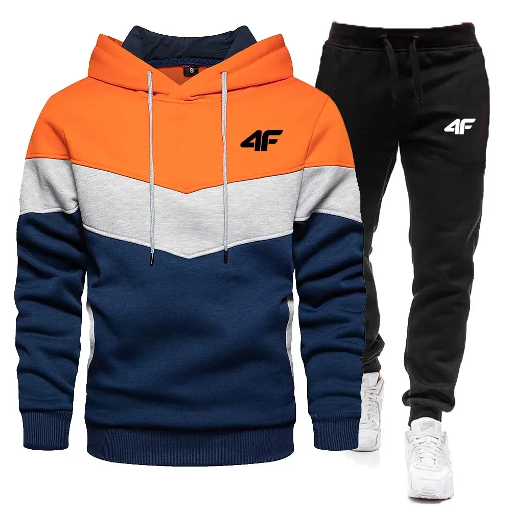 2-Piece Fleece Tracksuit for Men, Thick Hoodies and Pants, Warm Sportswear Suit, Hip Hop Trend Clothing, Winter and Fall 5