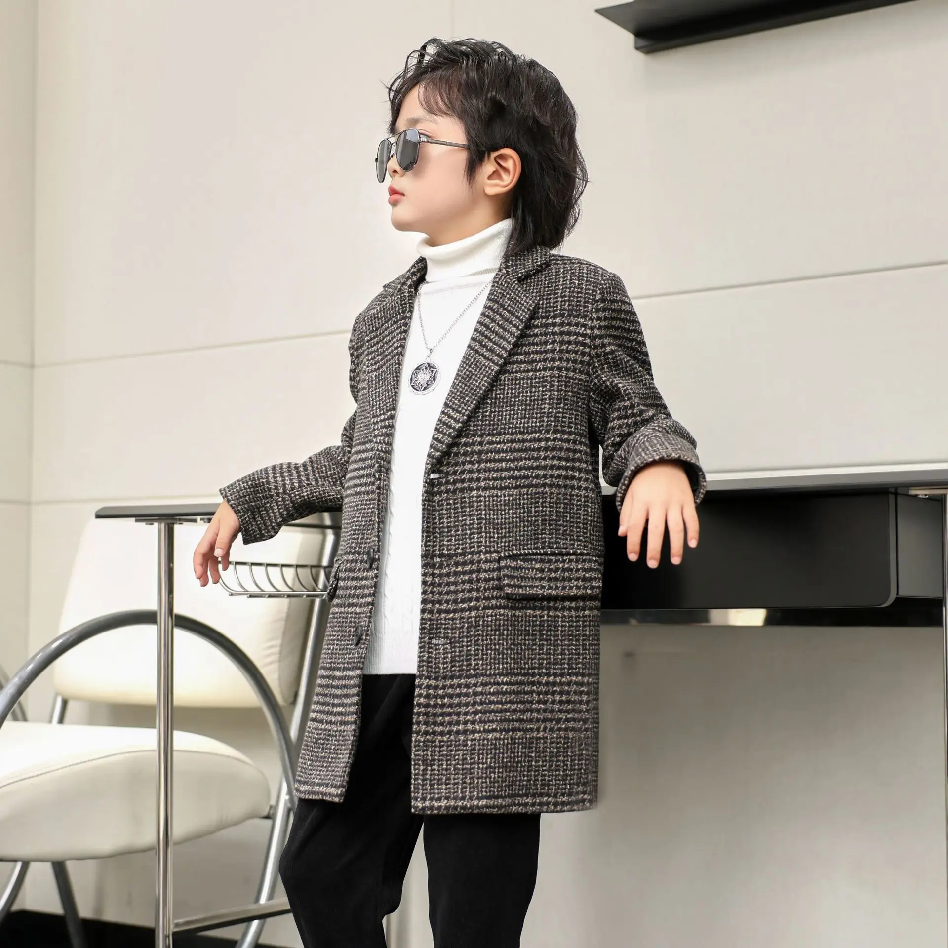 Children Winter Warm Wool Coat Korea Boys Windproof Outdoor