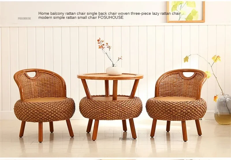 Modern Bamboo Rattan Chairs Courtyard Garden Furniture Sets Leisure Balcony Table and Chair Three-piece Sets Outdoor Furniture