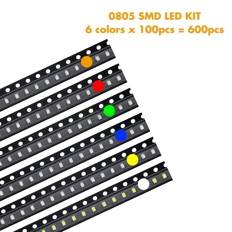 LAUBEI 600pcs=6colors x 100pcs 5050 5730 1210 1206 0805 0603 0402 SMD LED 다이오드 키트 빨간색/녹색/파란색/흰색/노란색/주황색