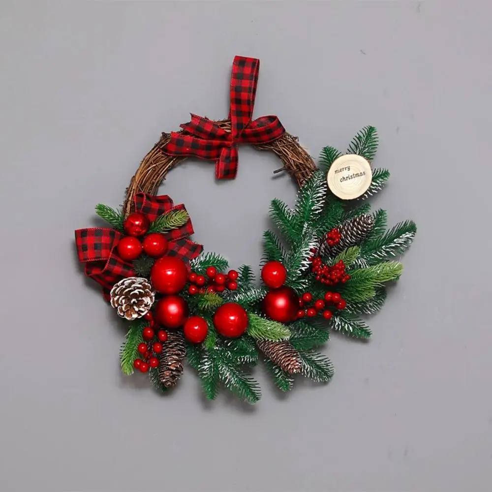 Exquisite Artificial Christmas Wreath Realistic Pine Cone PVCVine Ring Xmas Tree Garland DIY Simulated Window Hanging Decor