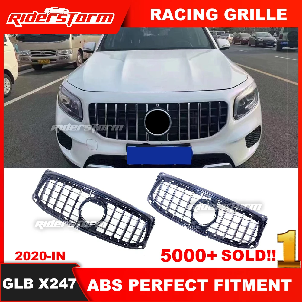 GLB X247 2019に適しています-現在のフロントカバーバンパーグリル、ABSプラスチックメッシュフロントバンパーグリル