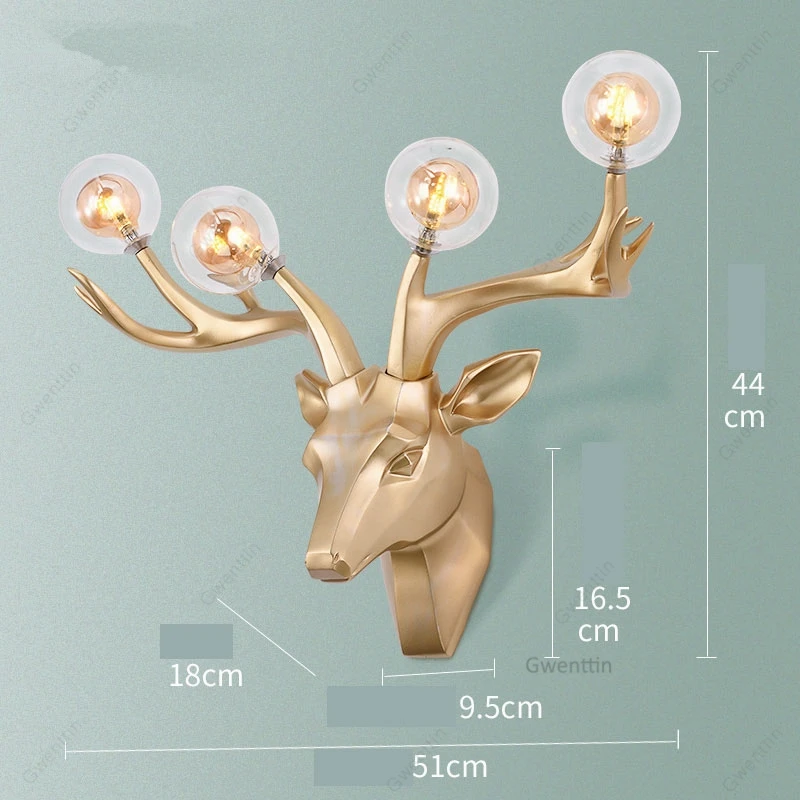 Deer Head Wall Lamps Modern Art Sconce Antlers Wall Mirror Lights for Living Room LED Lighting Fixtures Bedroom Lamp Home Decor 5