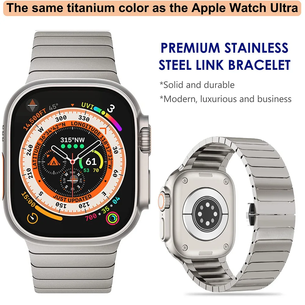 Luxurious Solid Stainless Steel Strap with Butterfly Buckle