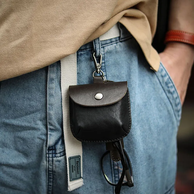 

AETOO сумка на пояс из воловьей кожи растительного дубления, маленькая мини-сумка, сумка для ключей от машины, кошелек для монет, маленький кошелек ручной работы