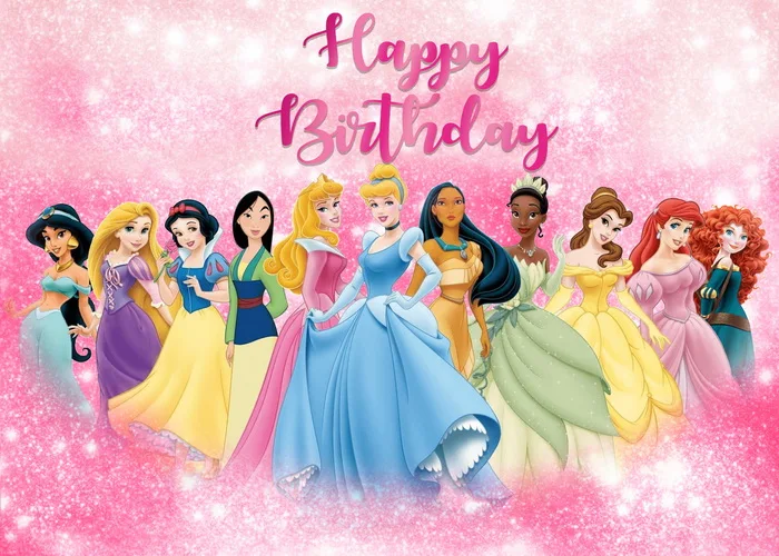 birthday backdrop party backdrop curtain party decoration party supplies Disney Princesses Photography Backdrop for Girls Baby Shower Birthday Party Decor Fairy Table Kids Dessert Table Banner Supply