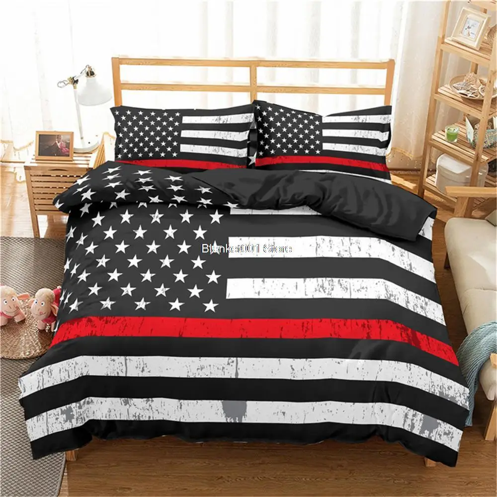 

American Flag Bedding Set 2/3pcs Bed Sets Home Textile Stripe Duvet Cover Set Modern Bedclothes Pillowcase Queen Size