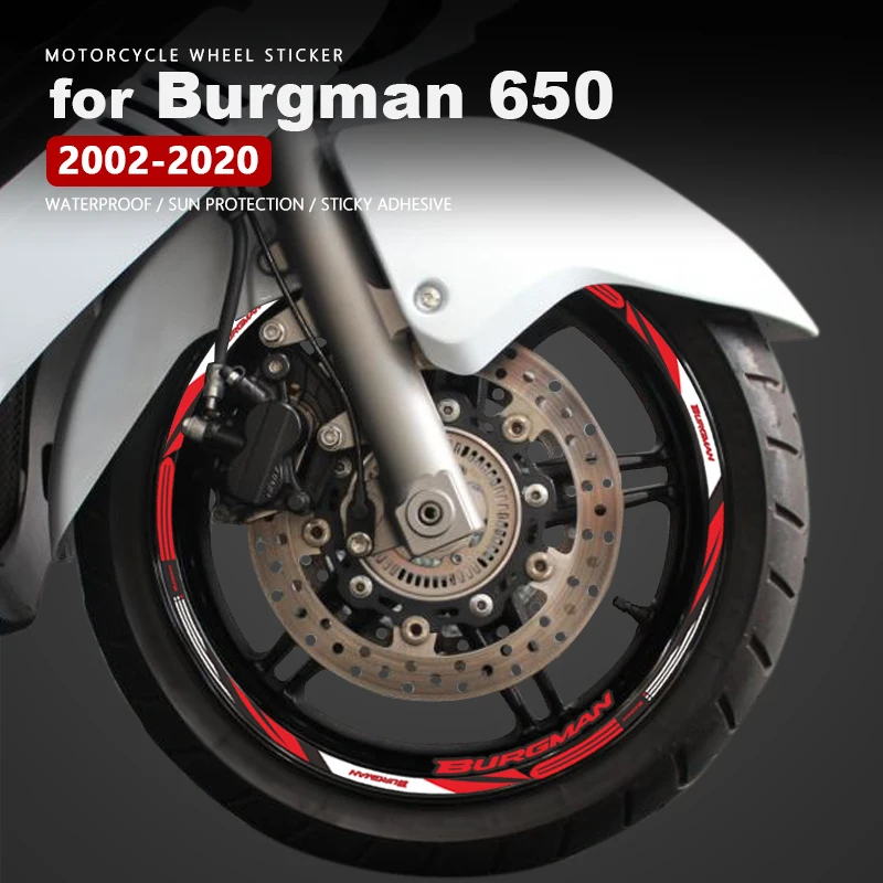 Motorcycle Wheel Stickers Waterproof for Suzuki Burgman 650 Executive Accessories AN650 AN 650 2002-2020 2013 2014 Rim Decal for suzuki an200 an250 an400 an650 burgman an 125 250 400 650 motorcycle accessories handlebar hand grips handle bar ends cap