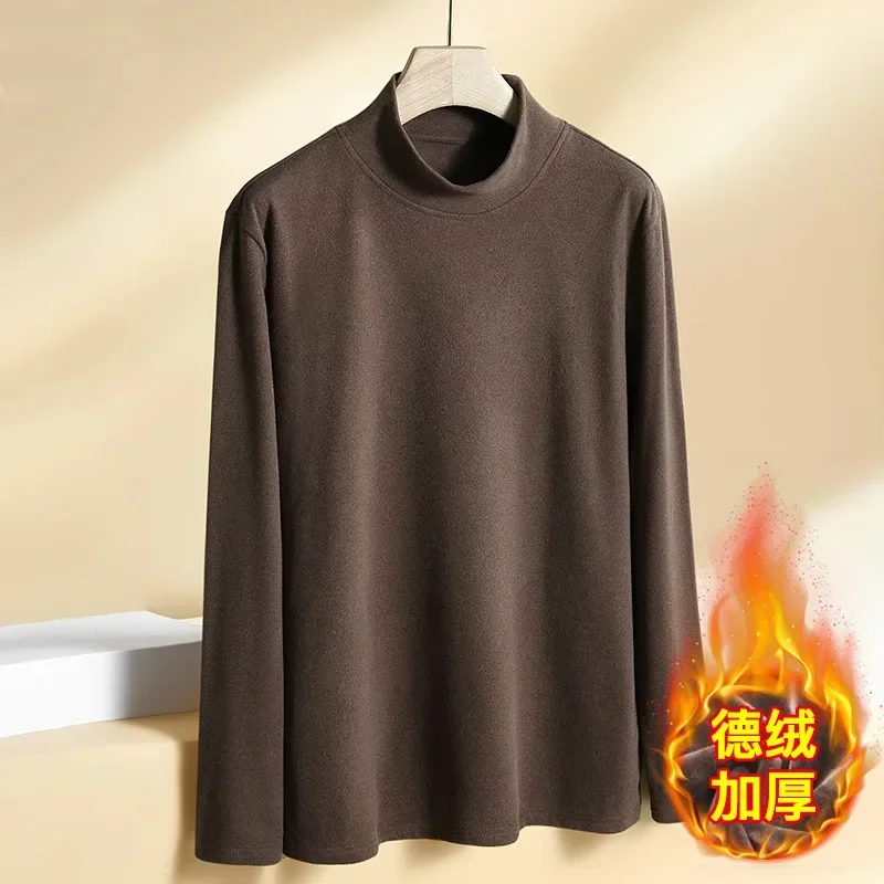 thumbnail image 1 of Camiseta de manga larga para hombre, otoño invierno 2023, camisetas abrigadas, camisa de color liso con parte inferior, cuello alto medio, camisetas casuales para hombre, polos, 1 of 5