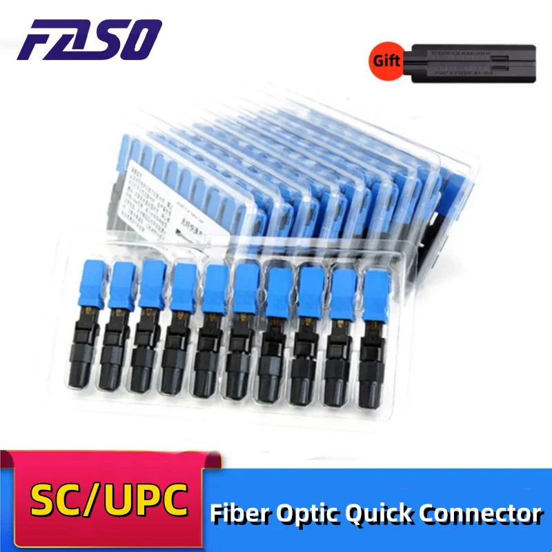 FTTH Fiber Optic Quick Connector SC/UPC Fast Conector Optical Fiber Connectors Adapters conector de fibra óptica 100pcs