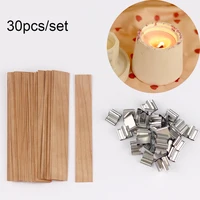 30pcs Wooden Candle Wicks Candle Making Set Wicks with Clip Base  Naturally Smokeless Wood Core for DIY Candle Jar Making Tools 5