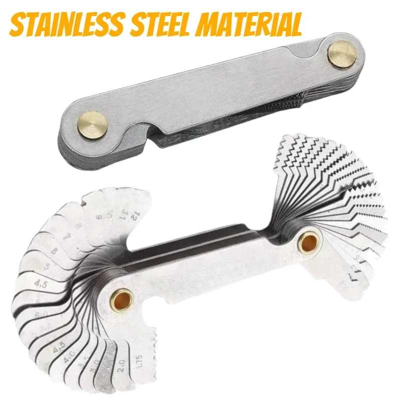 Stainless Steel Pitch Scale Measuring Tool 40Blades High Precision Metric 60 and Imperial 55 degree One Pcs thread gauge Samples