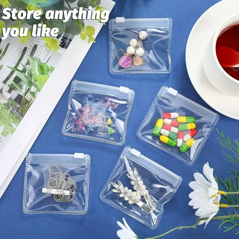 Reusable Self-Sealing White Medicine Bags Zipper Lure Bag Hand Washable with Jewelry Storage and Travel Accessories 5/10/20pcs