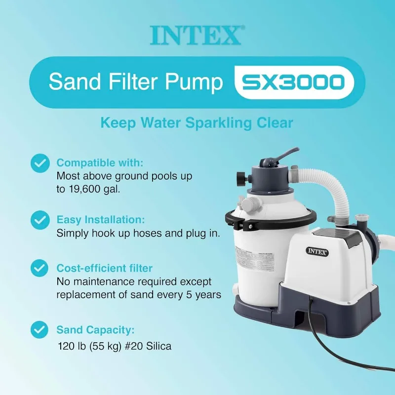 Intex 26651EG 3,000 GPH Above Ground Pool Sand Filter Pump 4