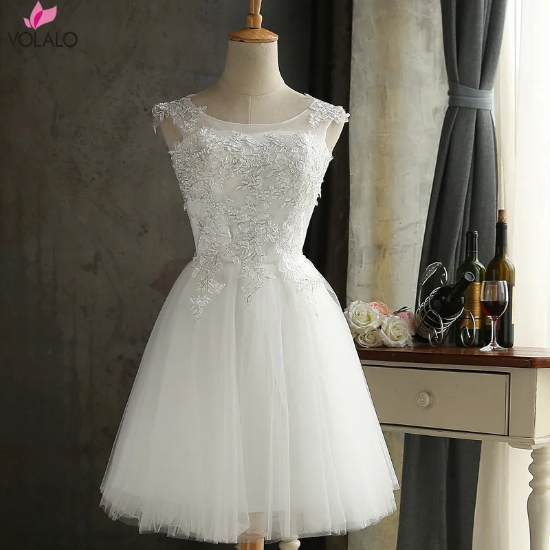 

VOLALO Drill New Lace Up White Lace Up Short Wedding Party Dress 2024 Wholesale Bride Marry Bridesmaid Dresses Girl