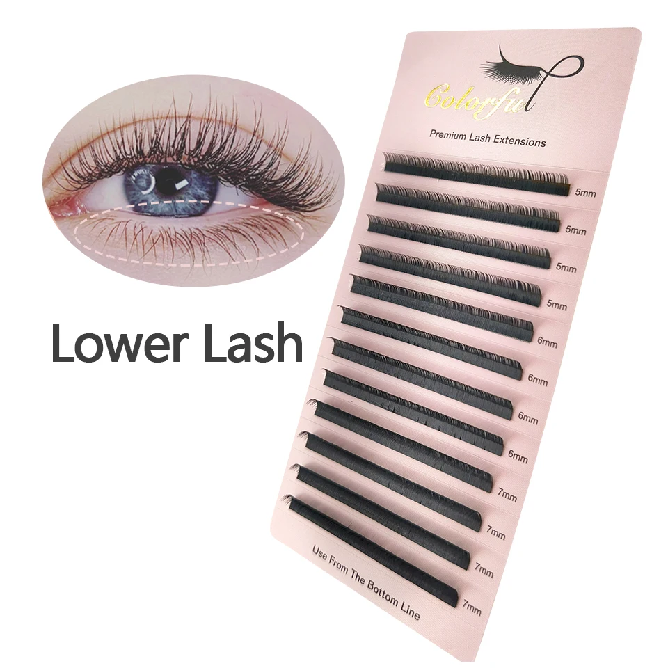 

5-7mm Mix Bottom Eyelash Extension Lower Lashes Individual Natural Short Under Eyelashes Synthetic Silk 20mm Long False Lashes