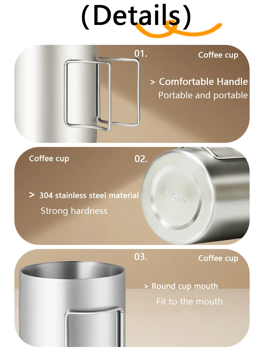 Description Picture 5 of itemStainless steel camping cup 304 foldable outdoor portable insulated and heat-resistant mug water cup