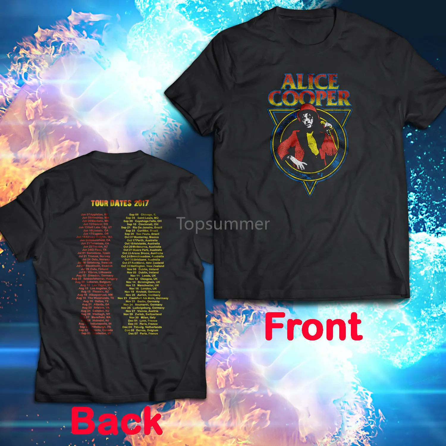 

Limited Alice Cooper Tour Dates 2017 Mens Black T-Shirt Size S-5Xlt Shirt Summer Style