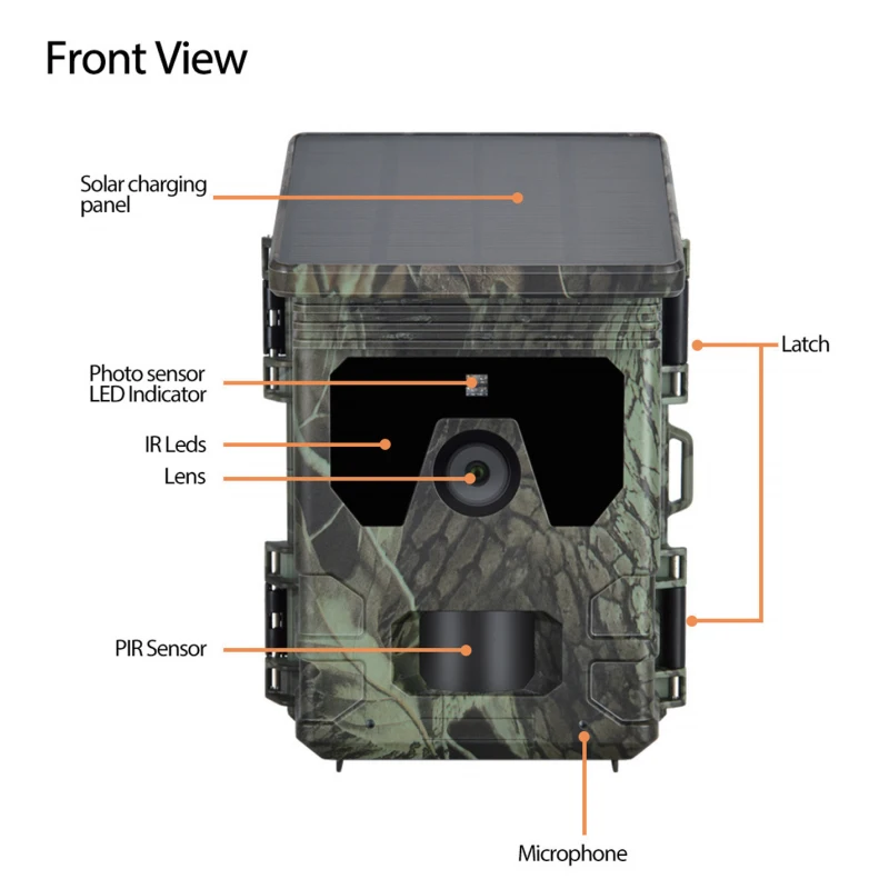 Solar Charging Hunting Camera WiFi600Pro Bluetooth WiFi Outdoor Surveillance Camera 4K Video 36MP APP Online Video Viewing