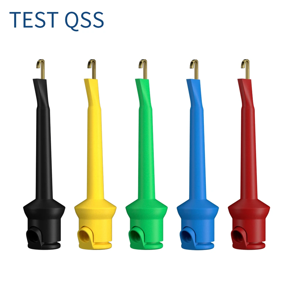 QSS  1M 5Pcs Test Hook Clip to Test Hook Clip Multimeter Test Leads Cable Wire  Insulated Safety  5colors Q.70034