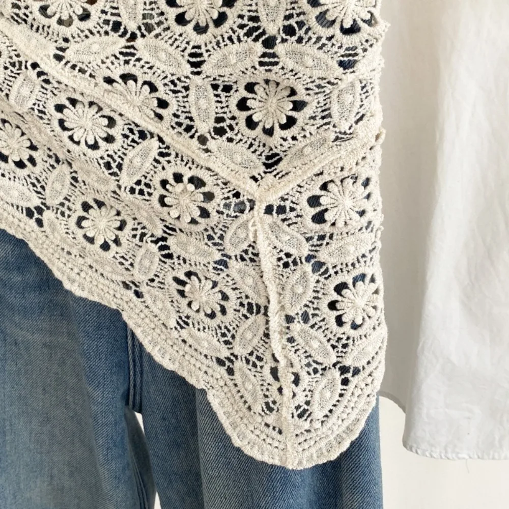 Cotton Lace Trim Mini Skirt Summer Apron Wrap