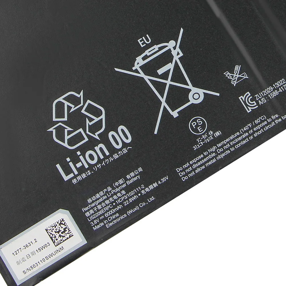 New Battery LIS2206ERPC for SONY Xperia Z2 Tablet SGP-521 SGP541CN Replacement Tablet Battery 6000mAh 4.35V