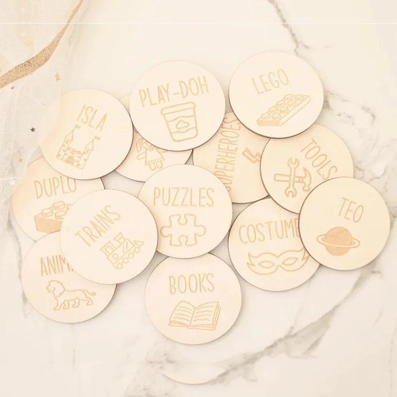 صناديق تخزين العلامة الخشبية الشخصية ، تسمية الخشب...