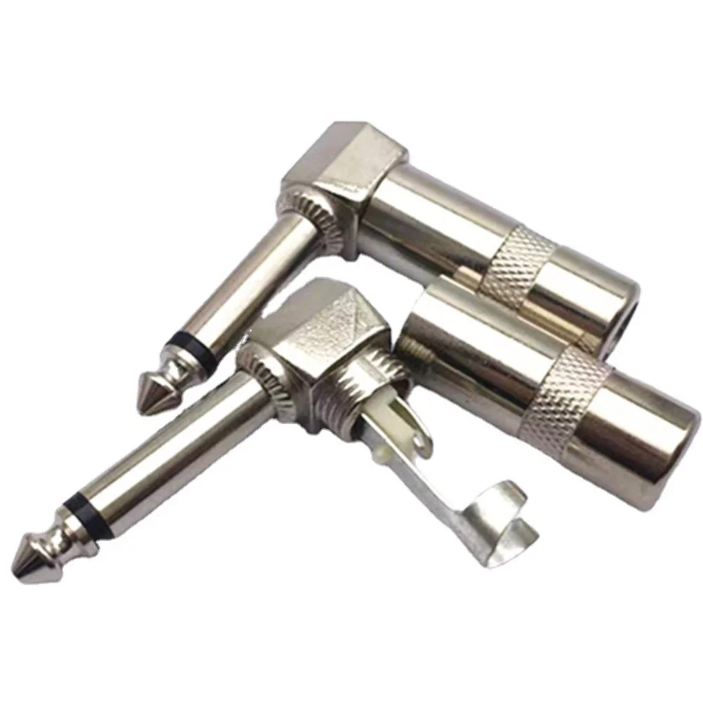Guitar Plug Adapter 6 35mm Male Jack Right Angle Mono Audio Plug Connector 4 Pack