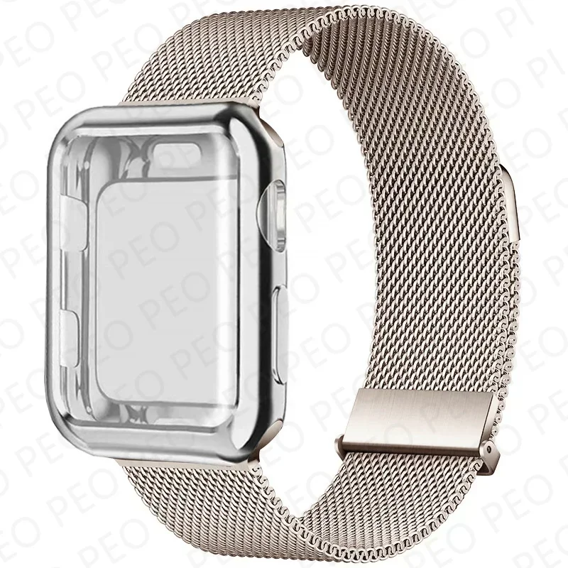 Sleek Metal Magnetic Loop Watch Band with Protective Case