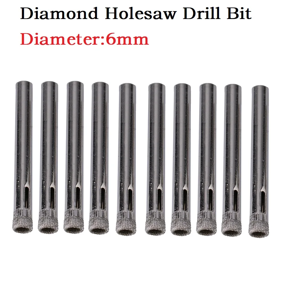 

10Pcs 6mm Diamond Coated Drill Bit Tile Ceramic Glass Hole Saws Hole Cutter Opener Drill Bit Cutting Machine Drill 5x0.6x0.6cm