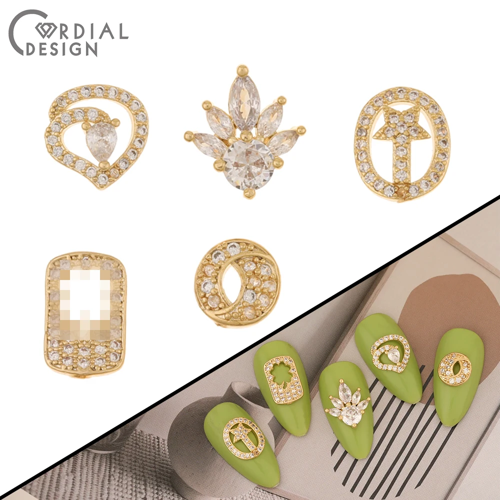Cordial Design 50Pcs Genuine Gold Plating/Cubic Zircon/Multi Shapes/DIY Fingernail Accessories/Jewelry Findings & Components - cordial