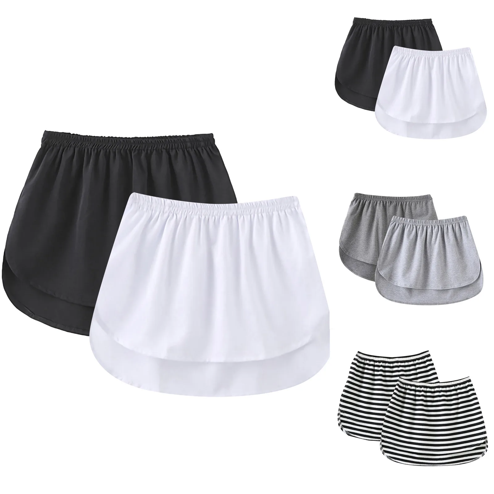 2 Piece Unisex Shirt Adjustable Loose Layering Fake Tops Lower Sweep Half-length Elastic Waist Band False Hemline Kawaii skirt white skirt Skirts