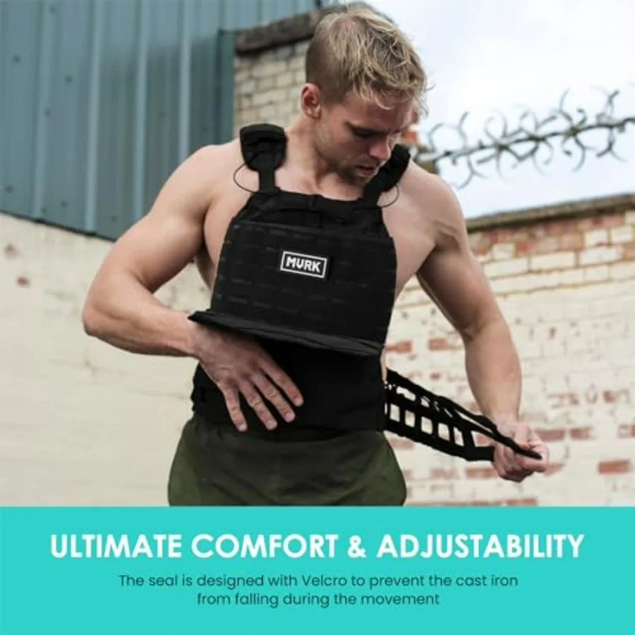 Adjustable Weighted Vest - Tactical MOLLE Fitness Training Vest with 5.75 Plates - Adjustable & Slim Design for Running, Lifting
