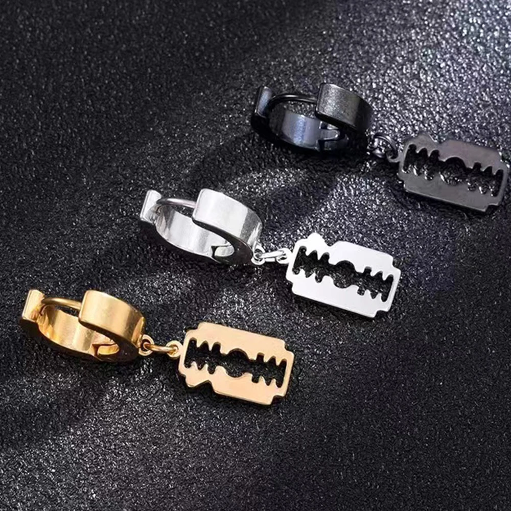 Fashion Silver Stainless Steel Razor Safety Blade Pendant Pierced